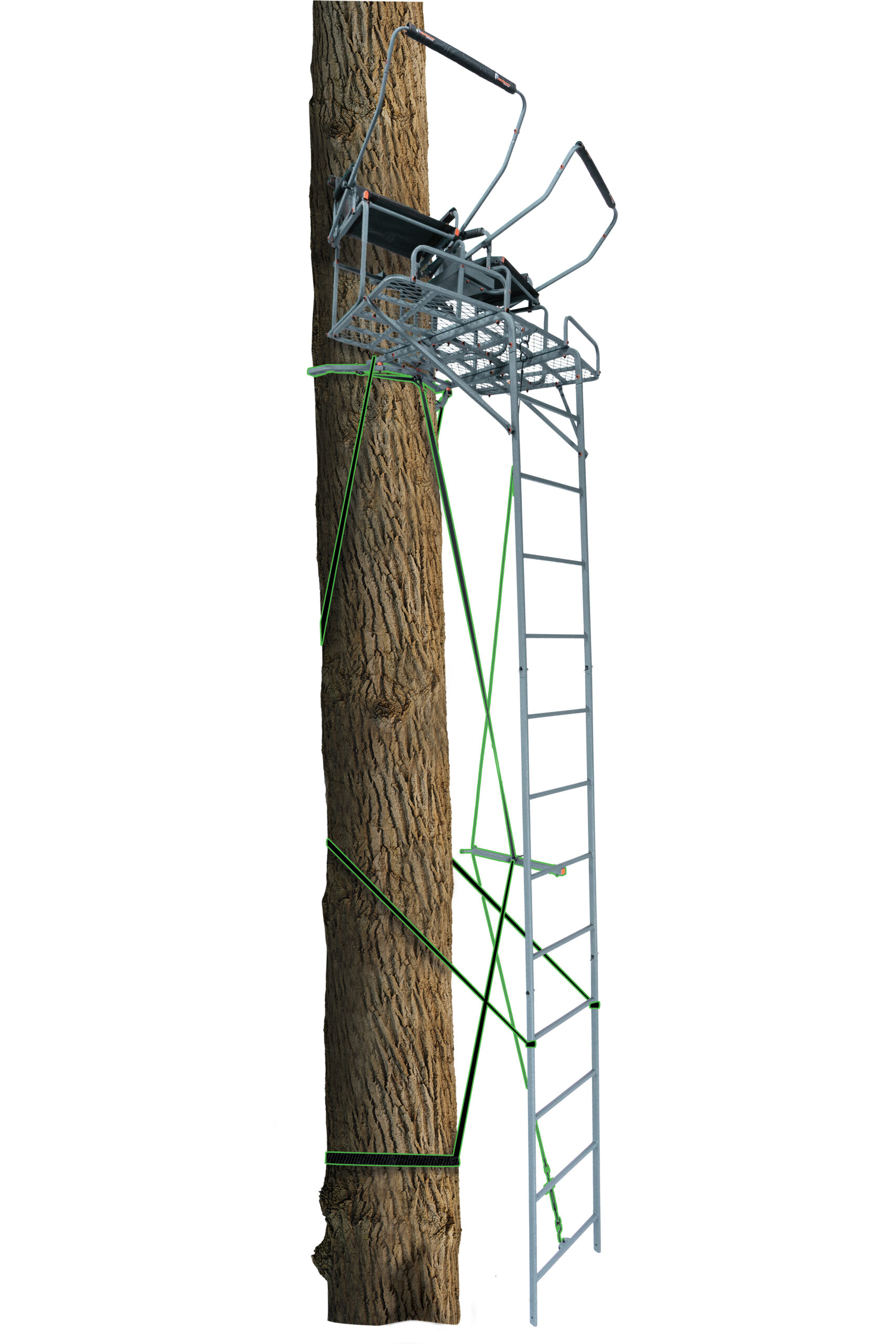 18' Skyscraper Wrap-Around 2-Person Jaw & Truss Ladder Stand